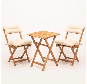 Balkon szett párnákkal, bükk fa