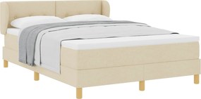 vidaXL Boxrugós ágy matracmal fejtámlával Krém 140 x 200 cm szövet