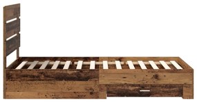 vidaXL Ágykeret fiókkal fejtámlával Öreg fa 90 x 200 cm Faanyag