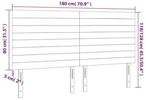 világosszürke bársony LED-es fejtámla 180x5x118/128 cm