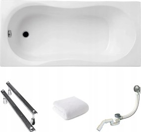 Téglalap alakú kád Gracia 120x75 Polimat ajándék szifon króm lábak törölköző