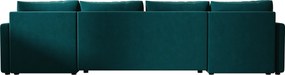 Kinyitható U alakú ülőgarnitúra VENORIA 285x146 cm, petrolkék + 2 díszpárna INGYEN