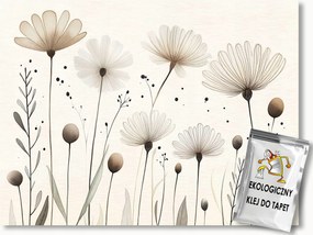 Fotótapéta Flizelina Grafika Virágok Bézs Barna Scandi Boho 312x219 ragasztó