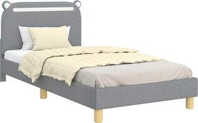 vidaXL Gyerekágy kerettel fejtámlával Világosszürke 90 x 190 cm szövet