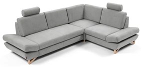 Ággyá nyitható, kárpitozott, jobb oldali L-alakú sarok ülőgarnitúra tárolórekesszel AVESTA, szürke