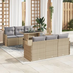Kerti Kanapé Szett 7 pcs Bézs 100 x 55 x 73 cm Poli rattan