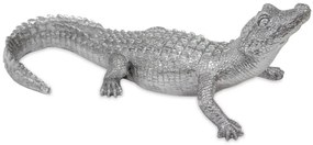 Tropical ezüst színű műanyag krokodil szobor 12x34x16.5cm