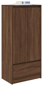 barna tölgy szerelt fa szekrény fiókkal 55,5x34x119,5 cm