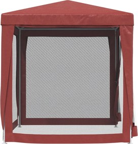 Piros HDPE rendezvénysátor 4 hálós oldalfallal 2 x 2 m