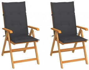 2 db tömör tíkfa kerti szék antracitszürke párnával