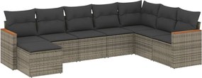 vidaXL 8 részes szürke polyrattan kerti ülőgarnitúra párnákkal