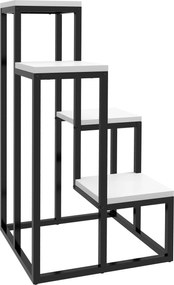 Outsunny Virágtartó Acél, Viráglétrés, Növénytároló Lépcső 4 Szinten, Virágtartó, Növénytartó Kerthez, Erkélyhez, Fehér, 34 x 34 x 70 cm | Aosom