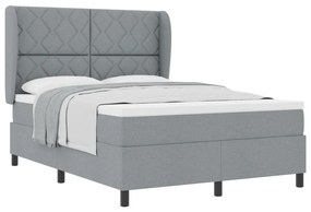 Boxspring Ágy Matracra - Világosszürke, 140x200 cm, Kárpit