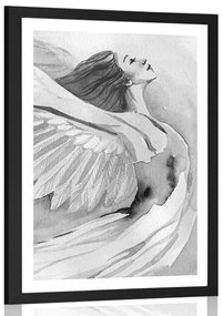 Poszter apszportuval angyal fekete-fehérben