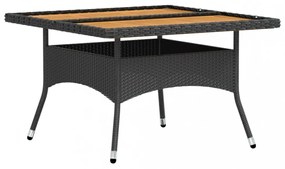 vidaXL 5 részes fekete polyrattan/tömör akácfa kerti étkezőgarnitúra