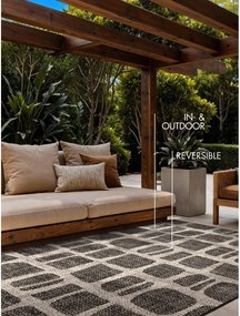 Fekete-krémszínű kültéri-beltéri szőnyeg 120x170 cm Haringey Ruskin – Ted Baker