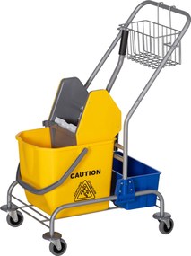 HOMCOM Takarítókocsi 25L-os Felmosó Vödörrel és Polcokkal Szállodákhoz és Irodákhoz 72x49.5x95 cm Sárga | Aosom
