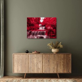 Üveg kép - Indonéziai vízesések piros színben (70x50 cm)