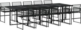 vidaXL 11 részes fekete polyrattan kerti étkezőgarnitúra