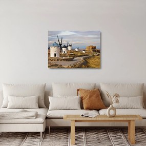 Kép - Consuegra szélmalmai, Spanyolország (üvegen) (70x50 cm)