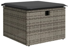 4 Részes Kert Kanapé Szett Párnákkal Szürke Poly Rattan, 2 Személyes Kert Kanapé Tárolóval &amp; Párnákkal Szürke Poly Rattan