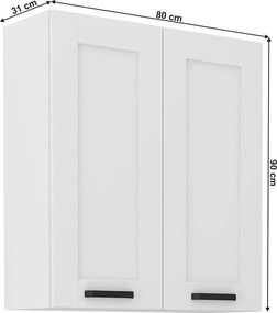 Felső szekrény, fehér, LULA 80 G-90 2 F