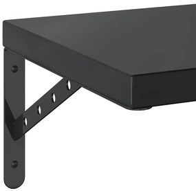 2 db fekete rozsdamentes acél fali polc 75 x 30 cm