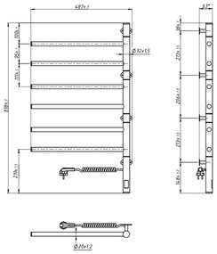 Elektromos törölközőszárító, ARABESQUE 196W/230V, 81,8 cm, IP44, fekete