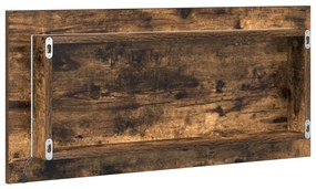 Fürdőszobai Tükrös Szekrény LED Fénnyel, Füstölt Tölgy, 80x37 cm