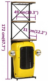 sárga tömör mangófa traktor borszekrény 49 x 31 x 172 cm