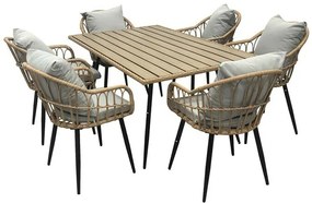 Autronic Kerti szék szett, 2 db, fém, műrattan, természetes, AZ-F1406 NAT