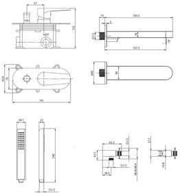 Cersanit S952-042 - CREA fekete beépíthető kádtöltő csaptelep szett