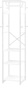 HOMCOM Álló Kabátállvány Polccal és 3 Nyitott Polccal, MDF és Acél Anyagból Előszobába és Hálószobába, 38,5x30x170 cm, Fehér | Aosom