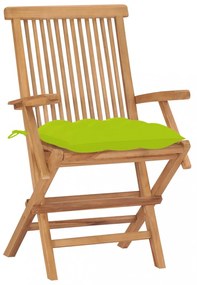 8 db tömör tíkfa kerti szék élénkzöld párnával