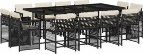 vidaXL 13 részes fekete polyrattan kerti ülőgarnitúra párnákkal