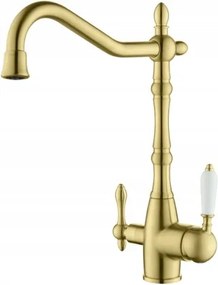 Háromutas álló konyhai csaptelep Blue Water antik sárgaréz