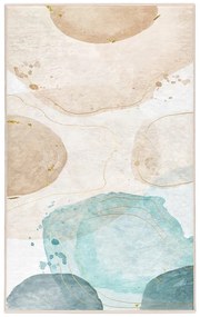 Krémszínű-türkiz mosható szőnyeg 80x150 cm Puddle – Mila Home