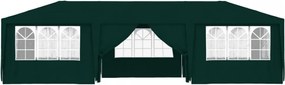 zöld rendezvénysátor oldalfalakkal 4 x 9 m 90 g/m²