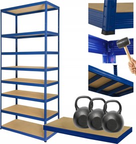 Tárolószekrény fém állvány Helios 270x120x40cm 8Px350kg Tömör Kék