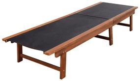 2 db tömör akácfa és textilén napozóágy asztallal