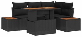 vidaXL Kert étkező szett párnával 5 pcs Fekete és Barna