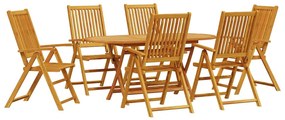 vidaXL Kert étkező szett 7 pcs Barna Tömör Akácfa