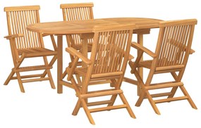 vidaXL Kert étkező szett 5 pcs Barna Tömör Teakfa