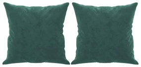 vidaXL 2 személyes sötétzöld bársony kanapé díszpárnákkal 140 cm