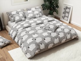 Pamut ágynemű WHITE SHEEPS szürke Ágyneműhuzat mérete: 2 db 70 x 90 cm | 200 x 220 cm