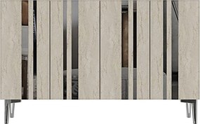 Mia 120 - White, Travertine, Silver