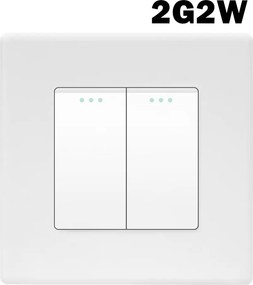 Villanykapcsoló 2G2W Mechanikus Lépcső Műanyag Keret Matt FI60 Fehér