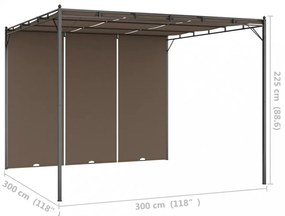 tópszínű kerti pavilon oldalfüggönnyel 3 x 3 x 2,25 m