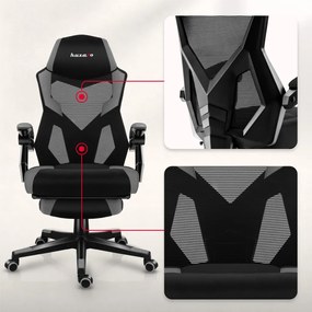 Gamer szék lábtartó, lélegző anyag, ergonómikus kartámaszok, Grey