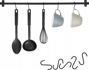 Konyhai Tartó Fém Fekete Akasztós Rendszerező 78.5 Cm-es Kiegészítőkhöz